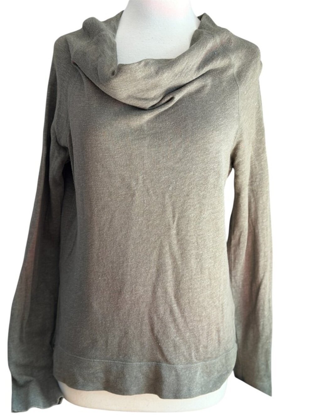 James Perse Sweatshirt Top Womens size 3 or L Olive Green French Terry Cowl Neck